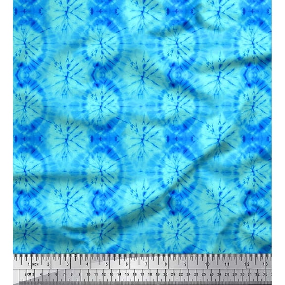 Soimoi Blue Cotton Duck Fabric Ombre Tie-Dye Decor Fabric Printed Yard 44 Inch Wide