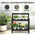 thumbnail image 3 of Naipo Potting Bench Table, HDPS Potting Bench with 4 Side Hooks, All-Weather Garden Table Work Station, Outdoor Potting Table for Porch(Black), 3 of 8