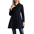 thumbnail image 1 of Abrigo de Invierno A-Line de INSPIRE CHIC para Mujeres, Manga Larga, Cierre de Botón Simple, Faldón Peplum, Abrigo Largo M Azul Oscuro, 1 of 6
