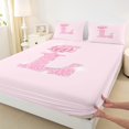 thumbnail image 3 of Castle Fairy Personalized Initial 4 Pieces Queen Sheet Sets for Children,Bow Alphabet Ultra Soft Flat Sheet,Bling Glitter Queen Fitted Sheet,Luxury Bedroom Decor, 3 of 7