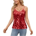 thumbnail image 2 of Maplenight Sequin Tops for Women Sparkly Shiny Cami Tank Top Glitter Party Strappy Camisole Concert Outfits, 2 of 9