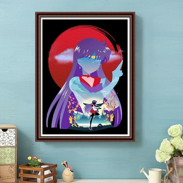 Cuadros Decorativos Sailor Moon 5D DIY taladro redondo completo diamante pintura arte decoración del hogar (NH2873) Wdftyju embutido en tela