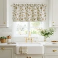 thumbnail image 2 of NICETOWN Floral kitchen valances for windows, Double Layer Linen Valance Curtains Rod Pocket Farmhouse Semi Sheer Light Filtering Linen Curtains for Bedroom Living Room, Yellow, 52"x18", 1 Panel, 2 of 7