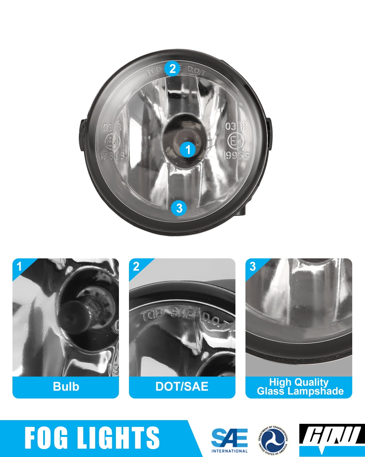 Fog Lights Driving Assembly for 2011-2015 Nissan Rogue Select / 2008-2015 Infiniti EX35/EX37/QX50/G25/G37/Q60 Sedan Coupe/M37/M56/Q70 /2009-2015 Nissan Cube/Juke/Murano/Quest/Versa/Note (E11)
