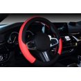 thumbnail image 2 of Universal Car Steering Wheel Cover Steering Wheel Cover Heavy Duty Leather Steering Wheel Cover 38CM / 15 '' Anti Slip Steering Wheel Cover Steering Wheel Protector (Black-Red), 2 of 7