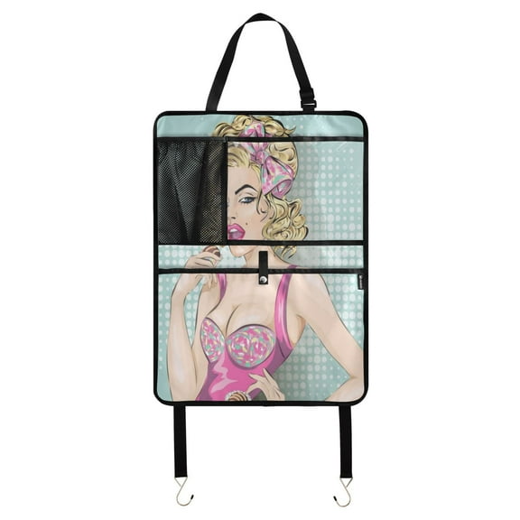 Car Seat Back Protector,Waterproof & Stain Resistant Kick Mats with Tablet Holder & Organizer Pockets,Easy-Clean Nylon Back Seat Protector Bimbo