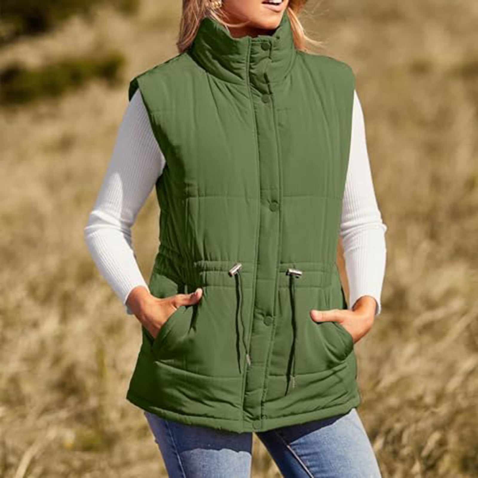 Zedker Women's Puffer Vest Hooded Running Vests Slim Fit Fleece Sleeveless Lightweight Jacket Fall Winter