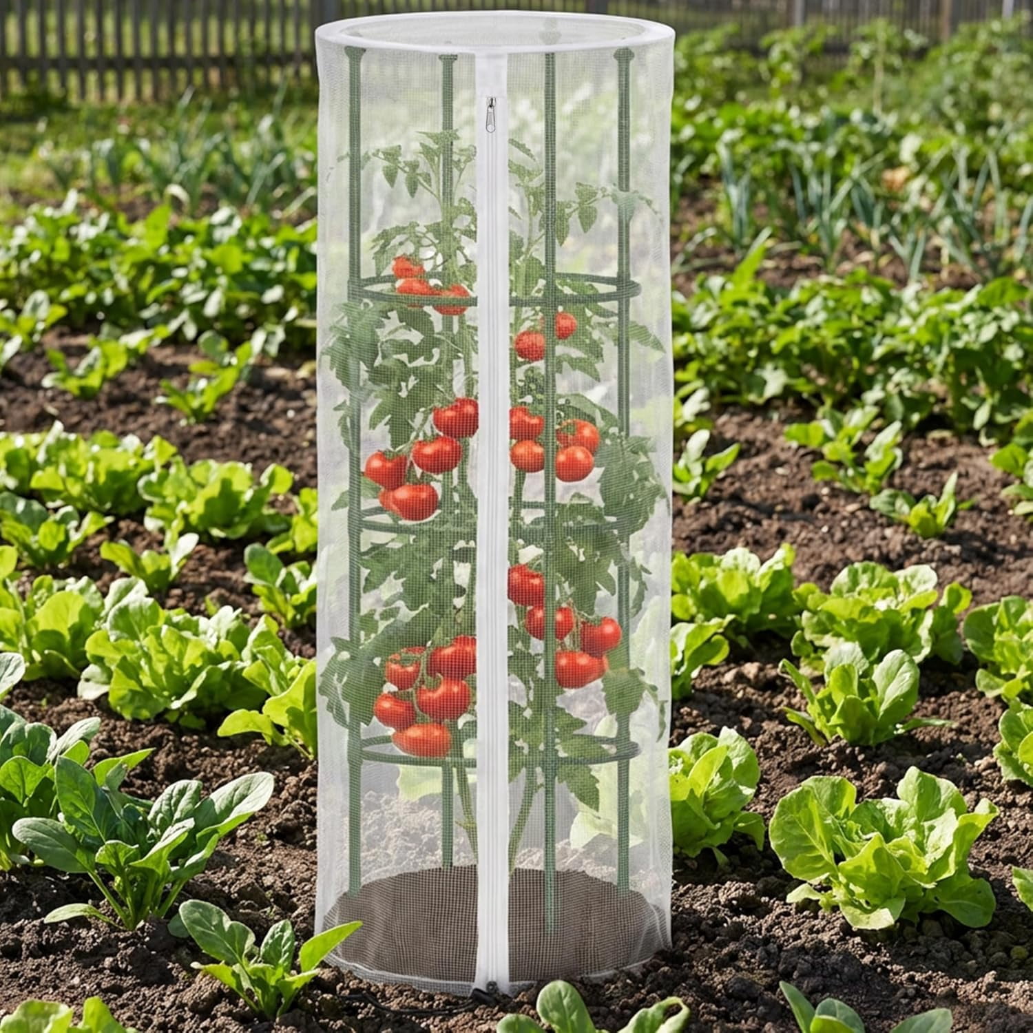4 Pcs Garden Bird Netting, 59"x18" Tomato Cage Cover with Zipper for Climbing Plants