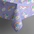 thumbnail image 4 of Purple Cartoon Unicorn Rainbow Cloud Star Rectangle Tablecloth 60"x120",Waterproof Polyester Rectangle Table Cloth, Wipeable Spillproof Polyester Tablecloth for Dining, Camping, Indoor and Outdoor, 4 of 5