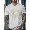 thumbnail image 4 of Men's T-Shirt ROCK ROLL STORNG Gold Bald Eagle Short Sleeve Casual Tee Classic Crew Neck T-Shirt for Men, White M, 4 of 7