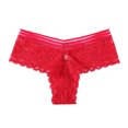thumbnail image 1 of Gibobby Calzones para mujer sexy Bragas de mujer, Tanga, conjunto de colores, lencería opcional, bragas de Tanga de encaje con lados de flores huecas(Rojo,CH), 1 of 2