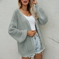 thumbnail image 2 of Gibobby Suéter Abrigo Mujer Cárdigan de ganchillo informal liso para mujer, suéter con botones, Kimono, abrigo cárdigan de tamaño bohemio (Gris, XL), 2 of 5
