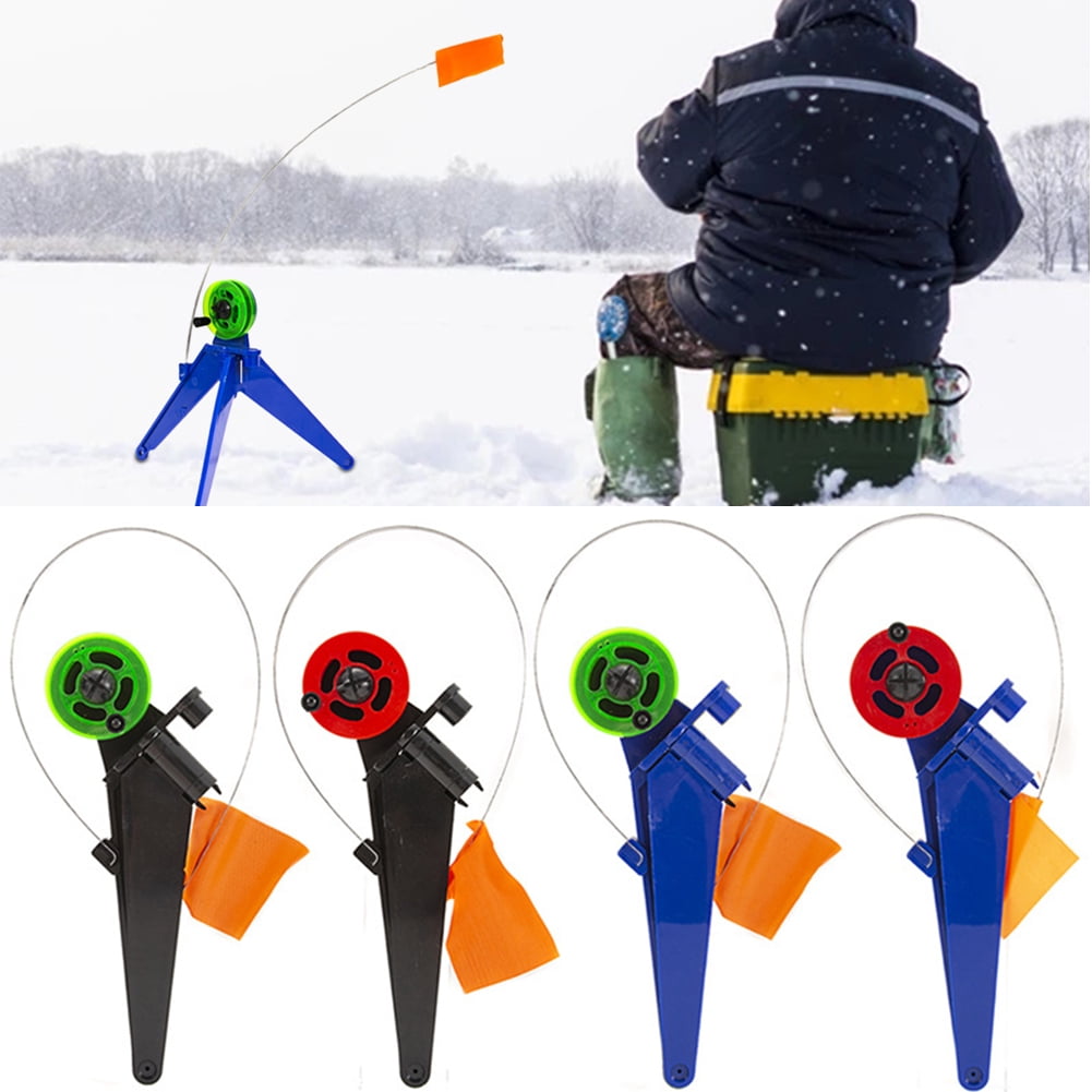 SPRING PARK Triangle Ice Fishing Tip Up, ABS Pole Orange Flag Angler Tackle Accessory Tip Up
