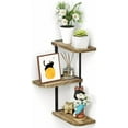 thumbnail image 7 of Corner Shelf Wall Mount of 3 Tier Rustic Wood Floating Shelves for Bedroom Living Room Bathroom Kitchen Office and More Carbonized Black, 7 of 7