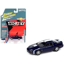 2002 Chevrolet Nickey Camaro ZL1 Navy Blue Metallic with White Stripes 1/64 Diecast Model Car by Johnny Lightning