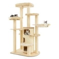 thumbnail image 1 of Gymax Wooden Cat Tree Multi-Level Kitten Tower w/ Condo Perches Scratching Posts Beige, 1 of 10