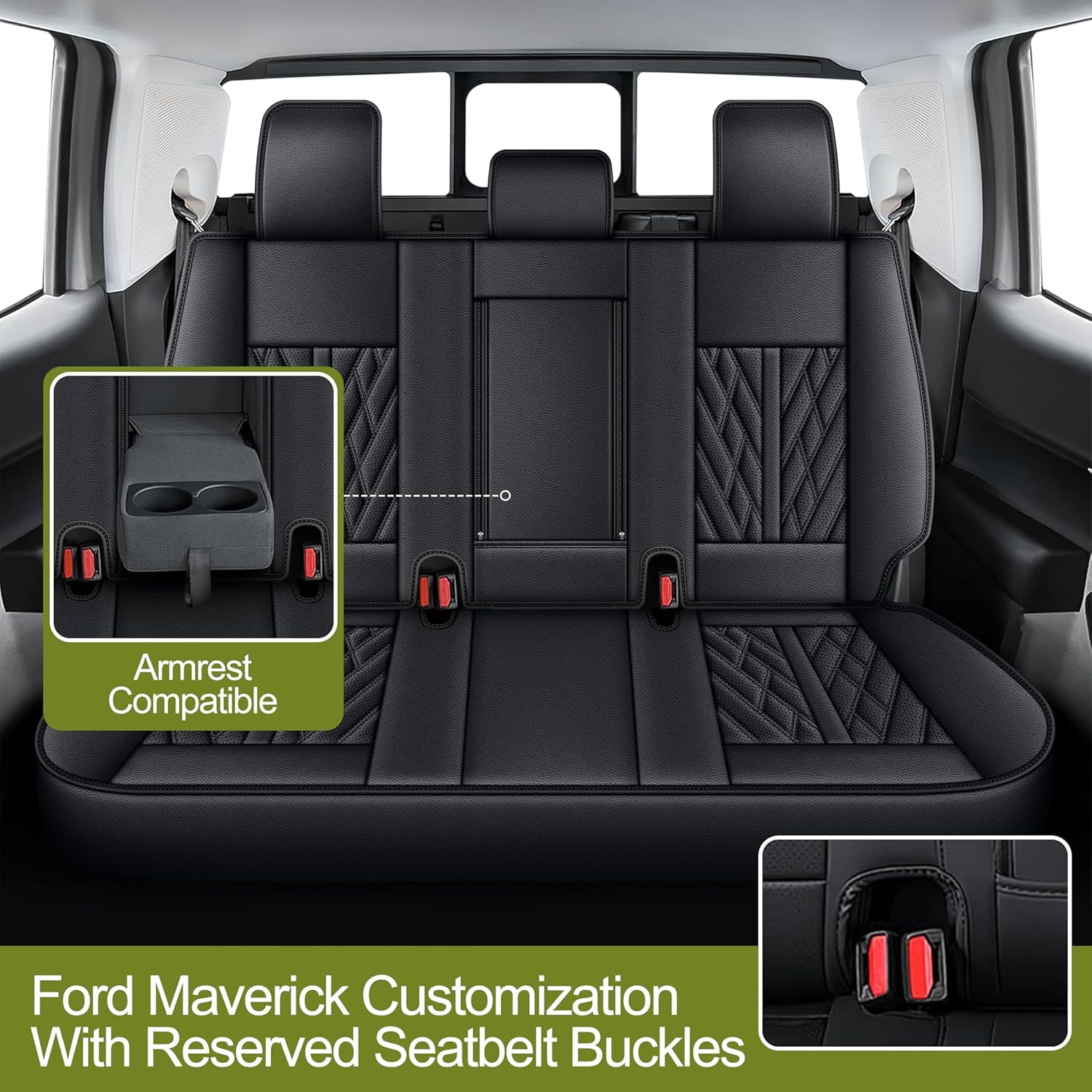 Seat Covers Fit for Ford Maverick : 2022 2023 2024 2025 Pick-up Truck Full Set Car Seat Covers