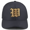 thumbnail image 2 of Daxton Premium Mid Profile Hat Semi Curved Visor Charcoal Cap Black Gold Gothic Embroidered, Letter W, 2 of 4