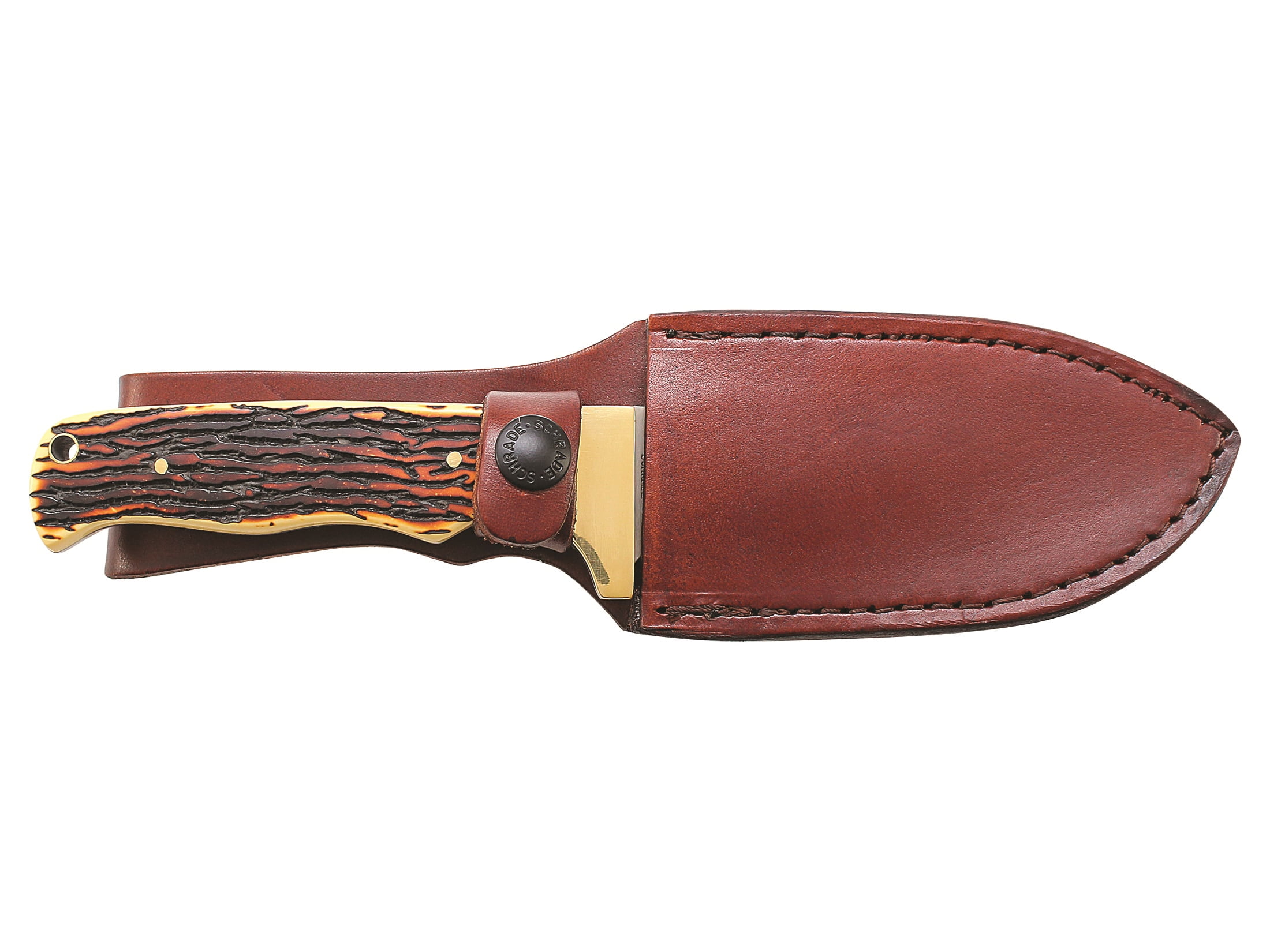 Uncle Henry Stagalon Fixed Blade Knife 4.25" Drop Point with Gut Hook 7Cr17MoV Stainless Blade Bonelon Handle Stag