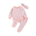 thumbnail image 1 of Ensemble 3 Pcs pour Bébé à Imprimé Floral Chandail à Manches Longues avec Pantalon Long et Bandeau Imprimé, 1 of 4