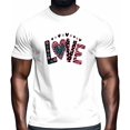 thumbnail image 2 of T-Shirts for Men, Love Letter Heart Flower Crew Neck Cotton T-Shirt Men's Short Sleeve Valentine's Day Theme Leopard, 2 of 8