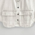 thumbnail image 4 of Huvoen Womens Cropped Buttons Down Shirt Summer Distressed Collared Sleeveless Jean Jacket Coat Loose Denim Tops with Pockets White s, 4 of 8