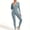 Light Blue, variant on Women Long Sleeve Workout Jumpsuit Zip up Romper Bottom Pants Bodysuit Bodycon Casual One Piece Black