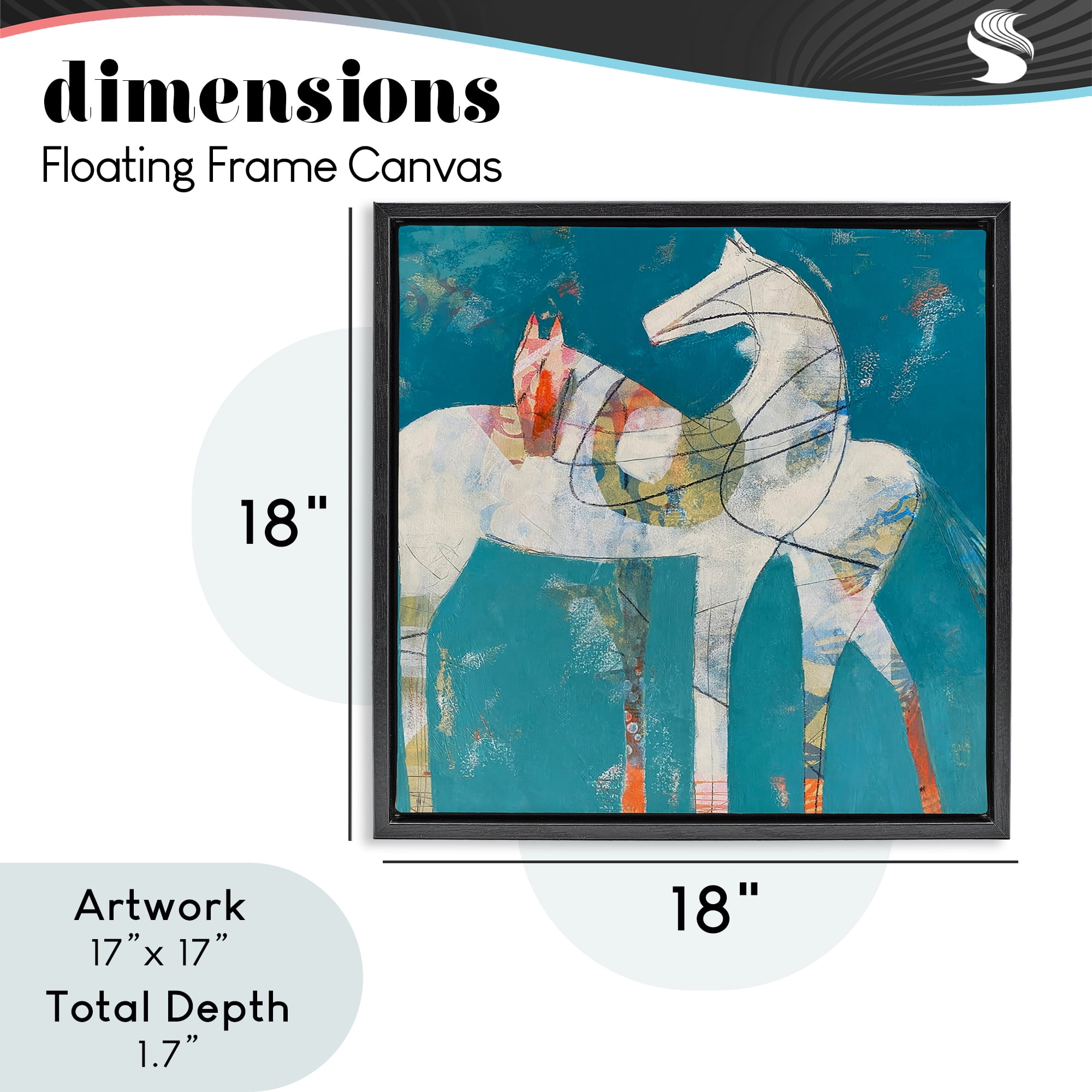 In Sync Abstract Horse Pair Black Framed Floater Canvas Wall Art, design by Dianna Fritzler