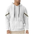 thumbnail image 2 of pstuiky camisas de manga larga para hombre, Sudadera con capucha de manga larga para hombre, informal, holgada, con cordón y bolsillo, de punto, de color liso Tops casuales para hombres l, 2 of 5