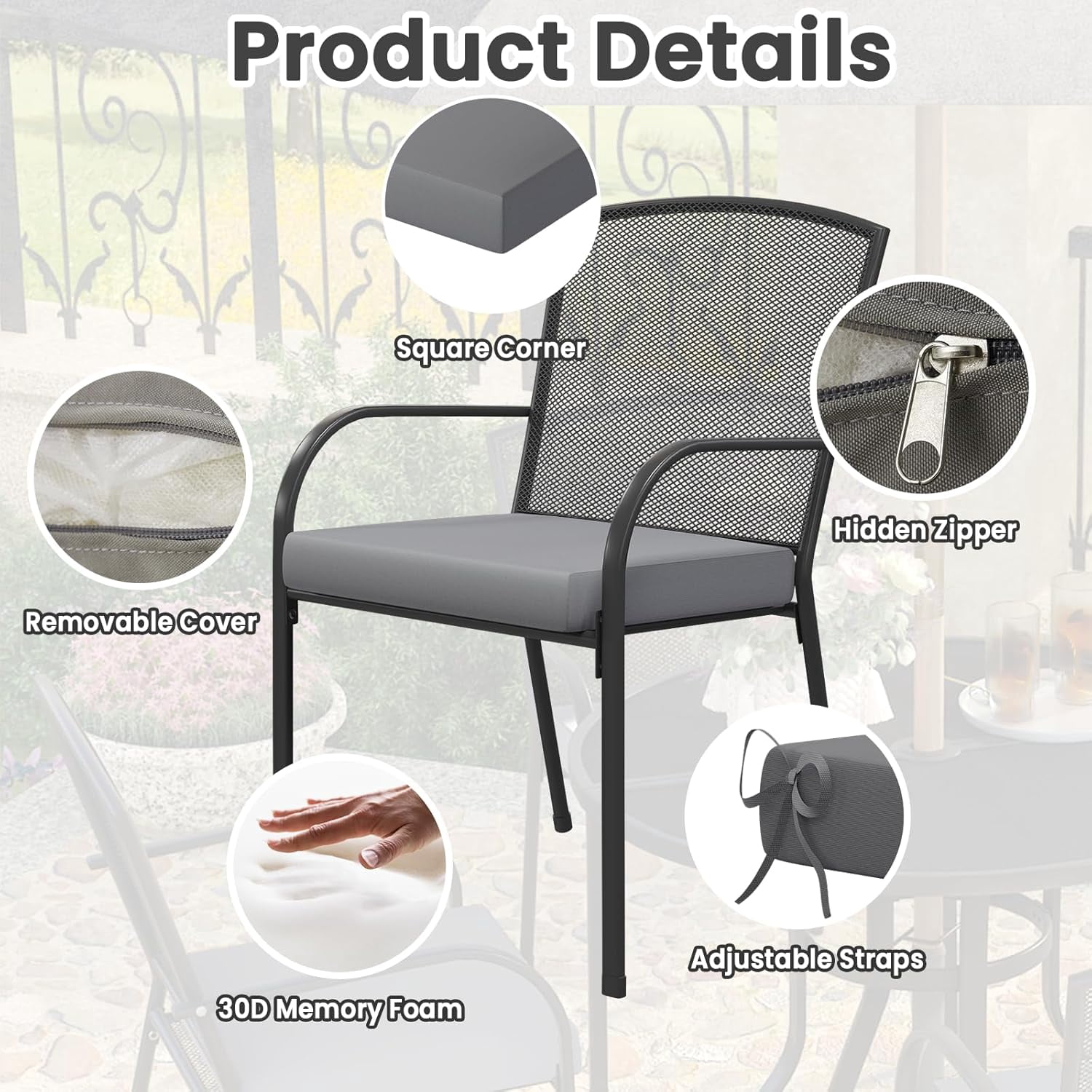 AECOJOY 19"x 19"x 3" Patio Chair Cushions Set of 2, Splashproof & Fade Resistant Outdoor Chair Cushions Square Thick Outdoor Furniture Cushions in Beige
