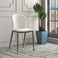 thumbnail image 3 of LeisureMod Mosaic Collection Modern Dining Chair in Coconut White Fabric - Set of 2, 3 of 12
