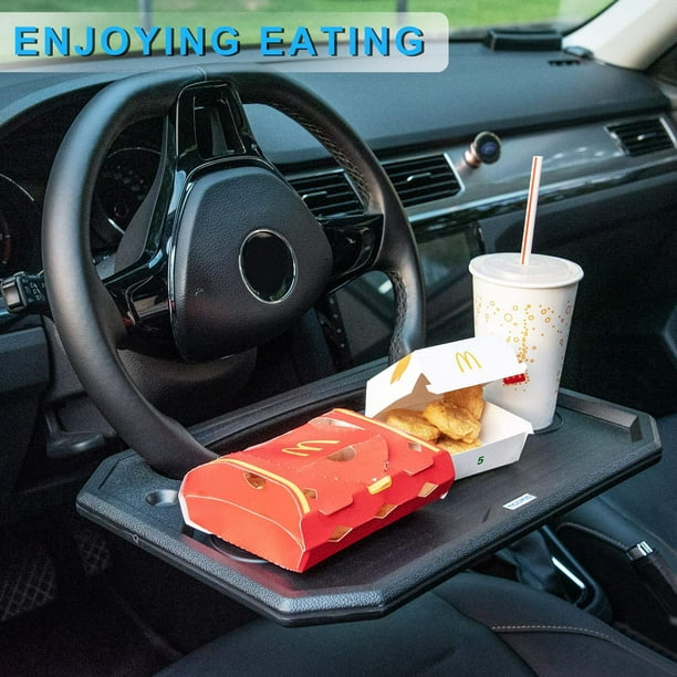 Car Tray for Eating Steering Wheel Tray Truck Steering Wheel Desk Steering  Wheel Tables Car Desk Portable Auto Car Table Tray Only Fits Standard Car Steering  Wheel (Black) 