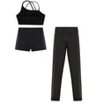 thumbnail image 3 of iiniim Kids Girls Sport Clothes Set Vest + Shorts + Leggings Sport Outfit Training Yoga Tennis Set Black 14, 3 of 5