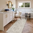 thumbnail image 3 of Roxstand 2'x8' Washable Runner Rug for Hallway Entrance Bedroom Entryway, Vintage Non Slip Stain Resistant Kitchen Rugs, Beige, 3 of 10