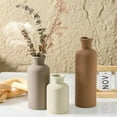 thumbnail image 3 of Ceramic Vase Set of 3, Flowers Neutral Modern Vases Home Decor Rustic Farmhouse Decor Pampas Vase for Table Mantel Entryway Shelf Living Room Kitchen Bathroom - Brown, 3 of 8