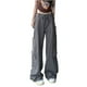 thumbnail image 1 of Gibobby Pantalones deportivos de mujer Pantalones Cargo holgados para mujer, pantalones de chándal de Hip Hop, pantalones de pierna ancha holgados informales(Gris,M), 1 of 5