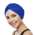 thumbnail image 2 of Beemo Womens Swim Cap Bathing Turban-Polyester Twisted Pleated Turban Head Cover Royal, 2 of 3