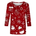 thumbnail image 5 of Mifsaly Plus Size Merry Christmas Santa T-Shirt Women 3/4 Sleeve Holiday Shirts Xmas Festival Tops Crewneck Loose Casual Pullover Vacation Party Blouse Gifts, 5 of 5