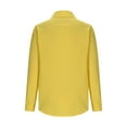 thumbnail image 5 of Lenpel Blouses for Women Dressy Casual Long Sleeve Half Button Collared Curved Hem Cotton Lined Tops Loose Work Shirts(Yellow,X-Large), 5 of 6