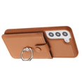 thumbnail image 4 of Compatible with Samsung Galaxy S21 Wallet Phone Case,360°Rotation Finger Ring Holder Kickstand,with Card Holder,Lychee Pattern PU Leather Durable Shockproof Rugged Phone Case,Brown, 4 of 12