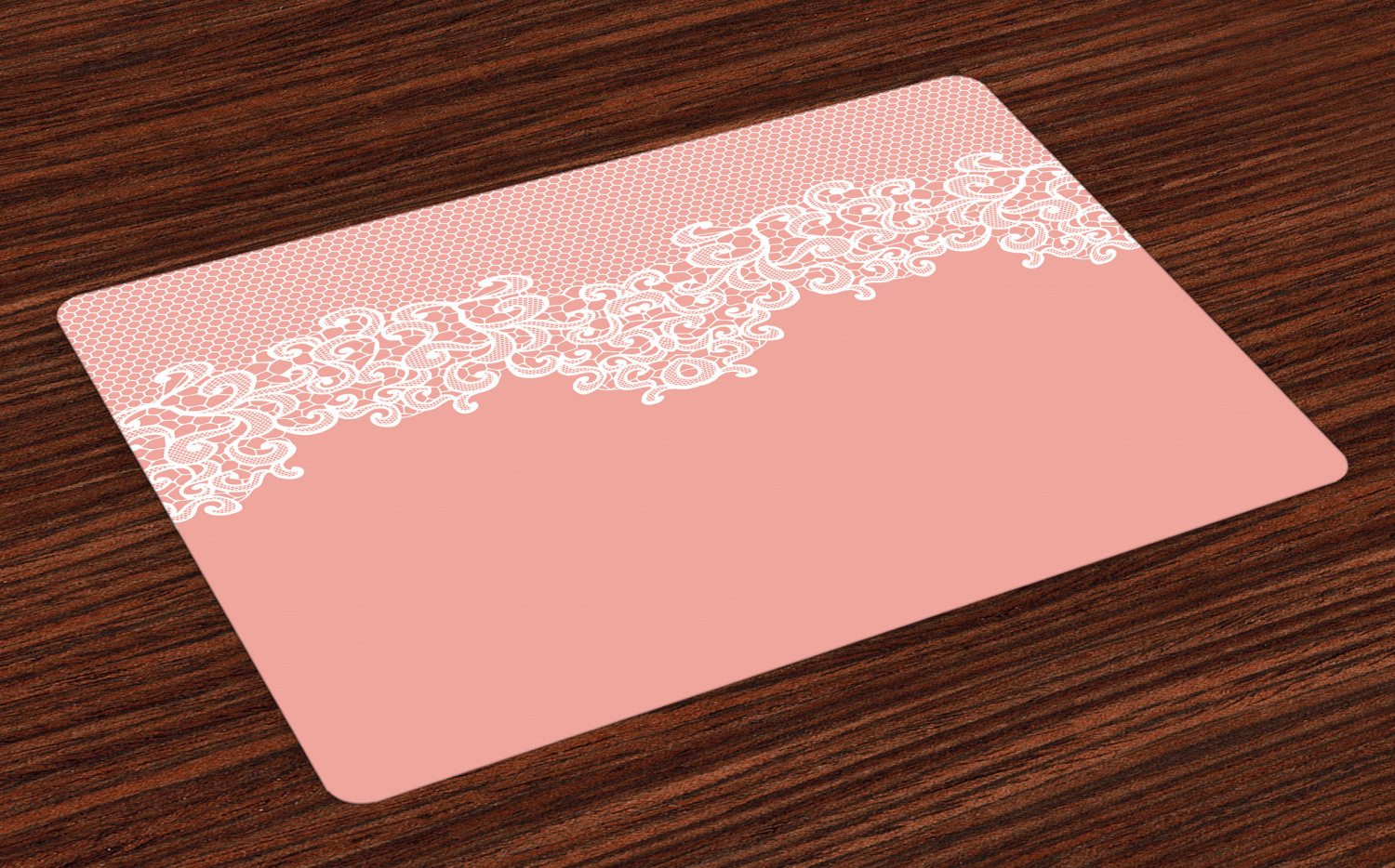 Peach Placemats Set of 4 Abstract Lace Design Wedding Engagement