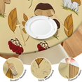 thumbnail image 4 of Colorful Mushroom Berry Leaf Beige Pattern Round Fitted Tablecloth with Elastic Edge,Dining Table Cover Waterproof,Outdoor Round Tablecloth for Camping,Dining,Indoor and Outdoor, 4 of 7