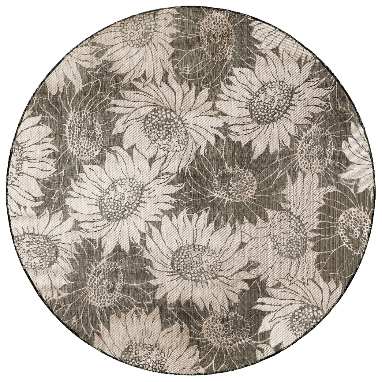 Liora Manne Carmel Sunflower Field Indoor Outdoor Area Rug Black