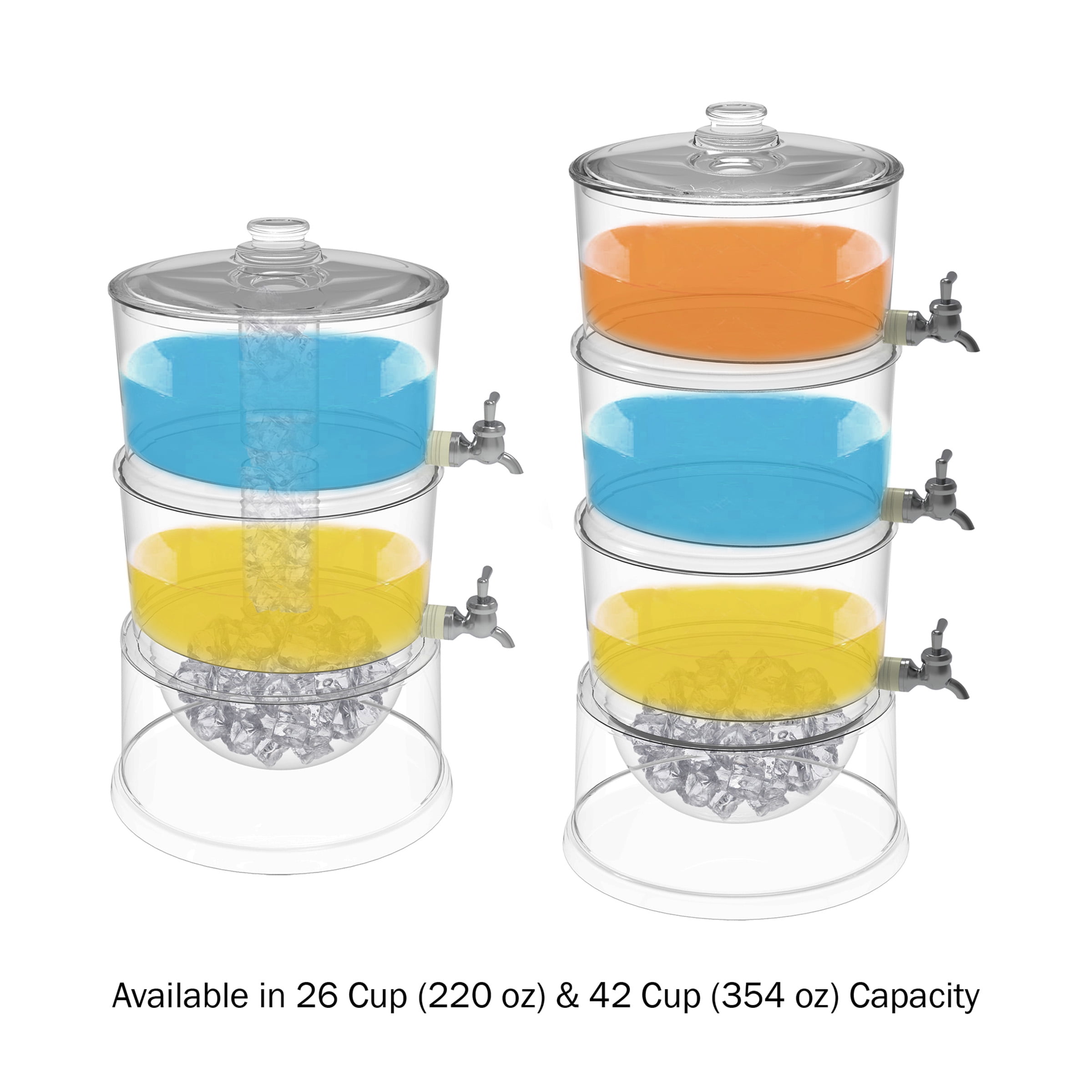 2 Tier Drink Dispenser Holds 26 Cups and Ice Cylinder Holiday