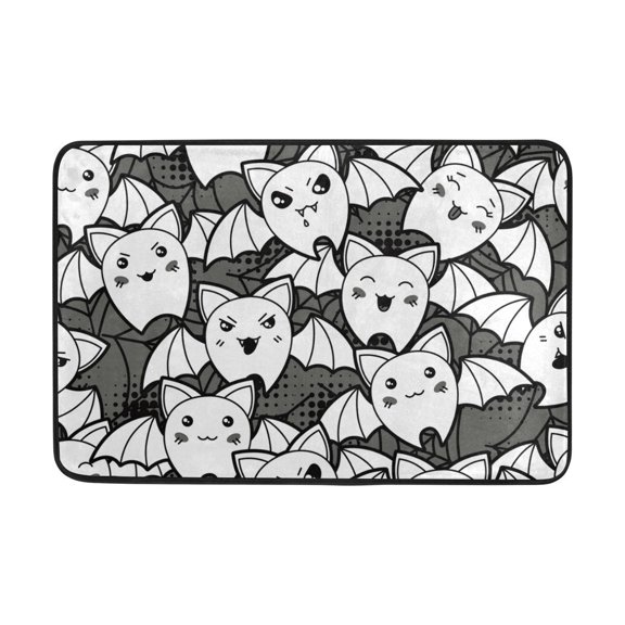 POPCreation Cartoon Bats Print Non-Slip Floor Mat Doormats for Living Room Bedroom 23.6x15.7 inches