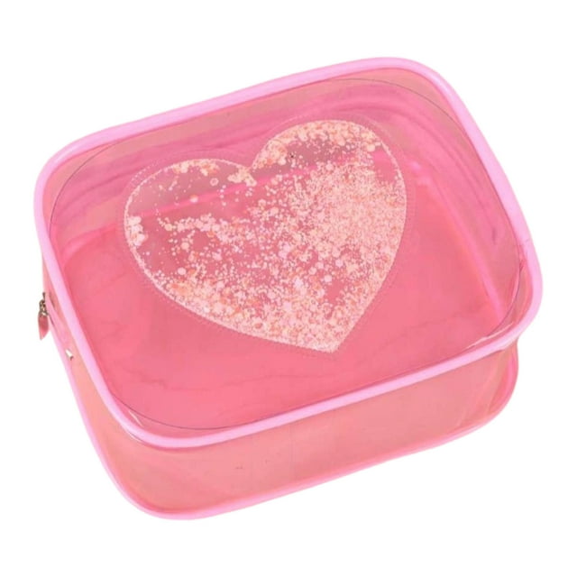 Cute Clear Valentine Makeup Travel Toiletry Pouch With Zipper Small Mini Transparent Storage Organizer For