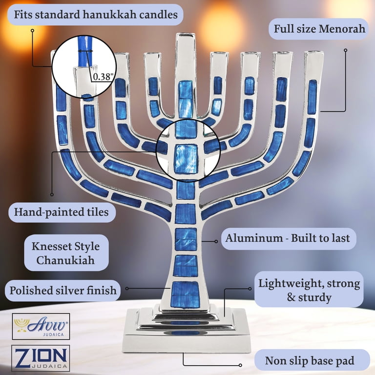 Blue Jeweled Aluminum Mosaic Menorah photo 2
