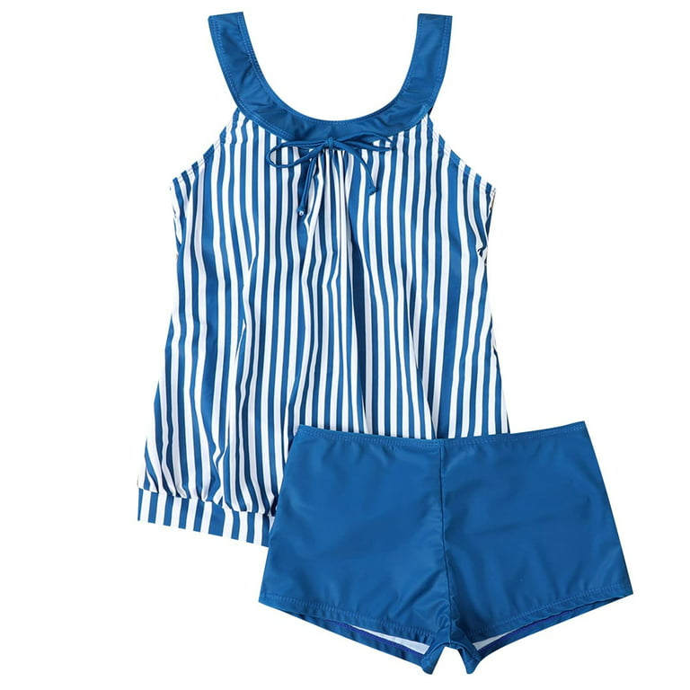 DTBPRQ Women's Plus Size Bathing Suits Paisley Print Tummy Control Swimsuit  Two Piece Swimsuit with Boy Short Tankini Swimwear