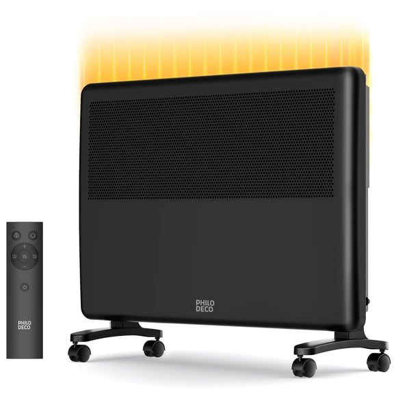 Philodeco Convection Panel Space Heater, 1500W Portable and Wall Mounted, Silent and Draught-Free with Intelligent Thermostat, 24 Timer, Remote Control, Child Lock