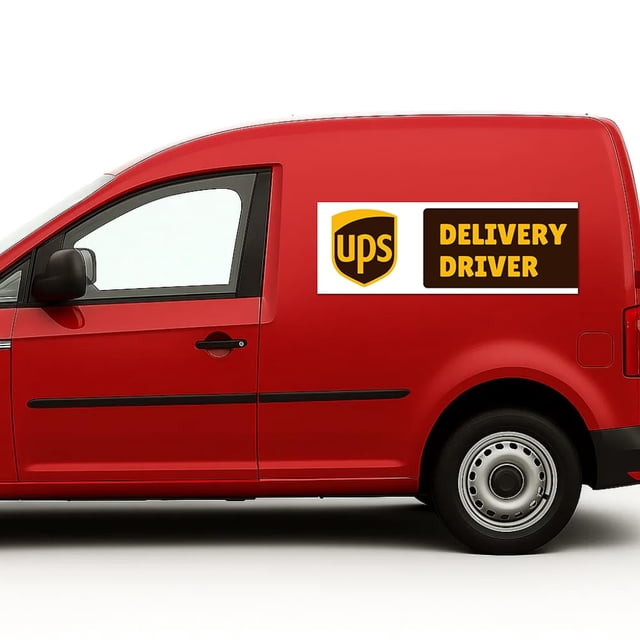 U. P. S. Deliivery Driver Car Magnet Sign by DC | Flexible Car Magnetic Sheets with Adhesive Backing | 12"x36" Bumper Magnet Sticker for Vehicles, Trucks & Business Advertising Signs 2 PC | USA Made